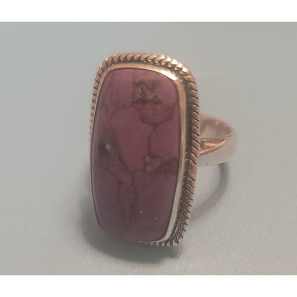 Purple and copper turquoise ring in sterling silver - Picture 3 of 9